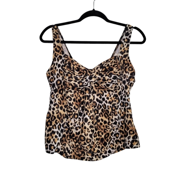 Swimsuits For All Leopard Print Tankini Top Womens 14 Wide Strap Sweetheart Neck - Picture 1 of 10